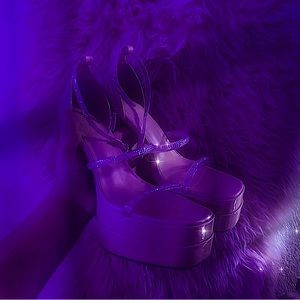 Y2k 6 inch heels glitter clear straps